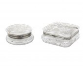 TWO CUT GLASS AND SILVER PLATE