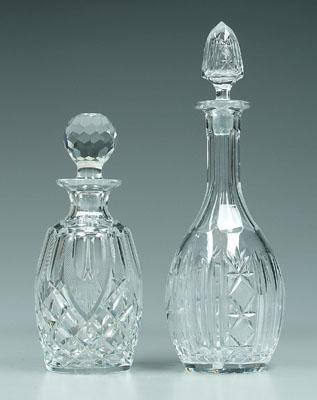 Two cut glass decanters: one