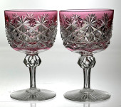 TWO CUT GLASS WINE STEMS DORFL
