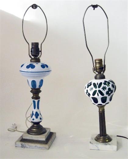Two cut overlay table lamps    19th