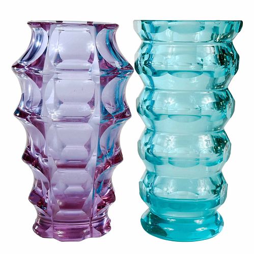 TWO CYLINDRICAL MOLDED GLASS