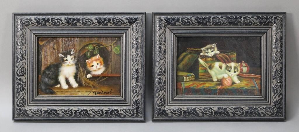 TWO DAINEL OIL ON WOOD PANEL
