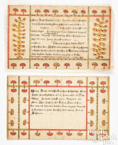 TWO DANIEL OTTO FRAKTUR DRAWIN