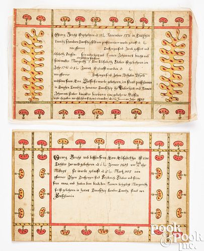 TWO DANIEL OTTO FRAKTUR DRAWINGSTwo