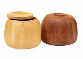 TWO DANSK CARVED WOOD ICE BUCK