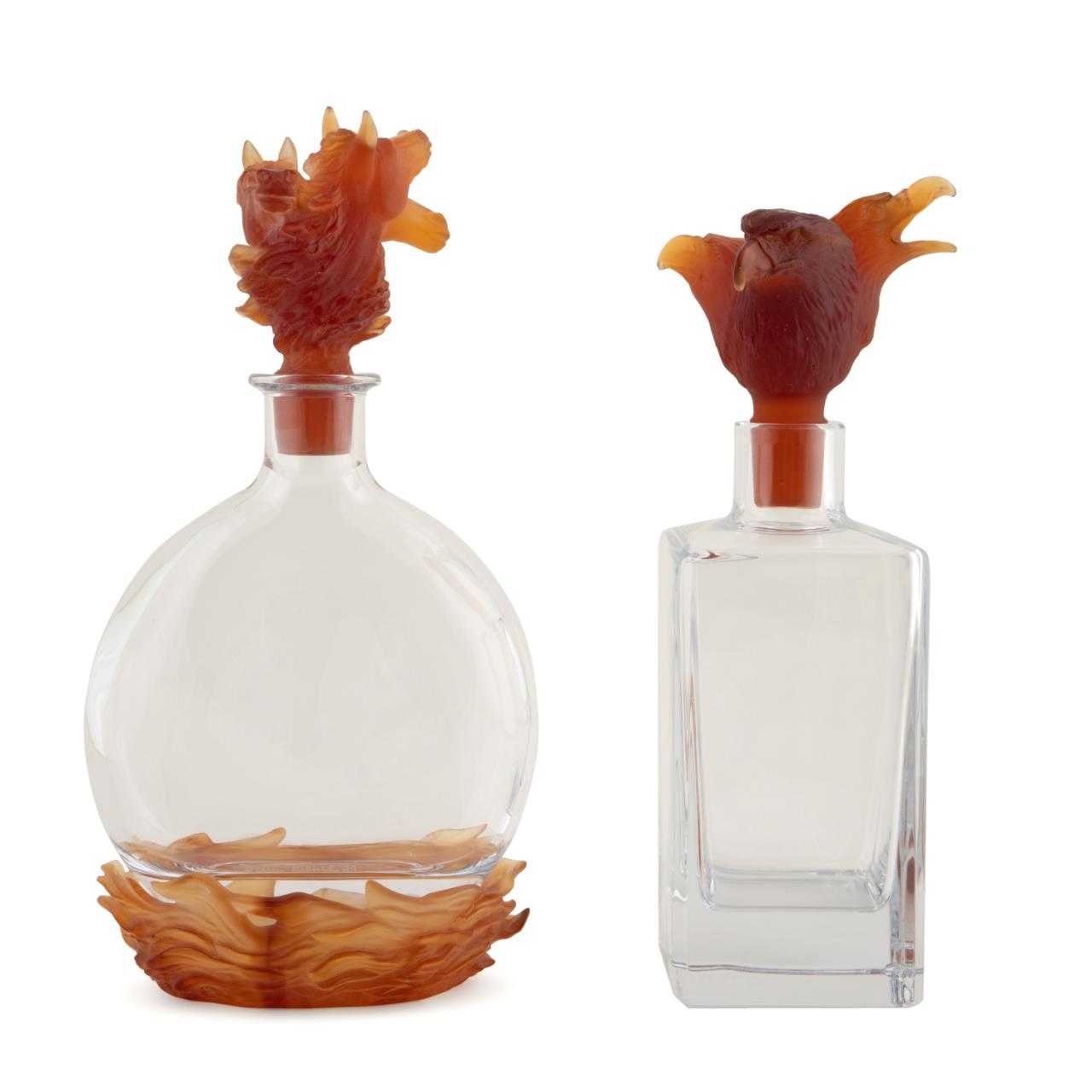 TWO DAUM AMBER PATE-DE-VERRE