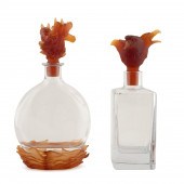 TWO DAUM AMBER PATE-DE-VERRE D