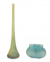 TWO DAUM MOTTLED GLASS VASESTw