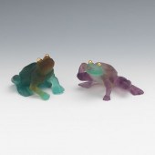 TWO DAUM PATE DE VERRE FROGS