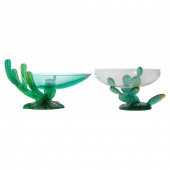 TWO DAUM PATE DE VERRE GLASS C