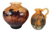 TWO DAUM STYLE GLASS TABLE ART