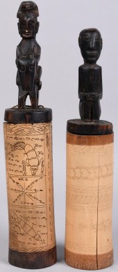 TWO DAYAK WOOD CARVING PIECES