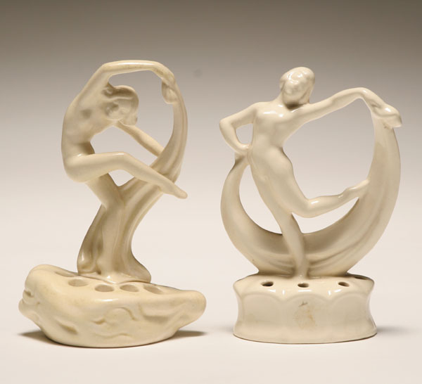 Two Deco art pottery flower