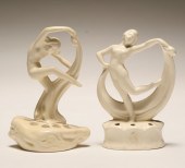 Two Deco art pottery flower fr