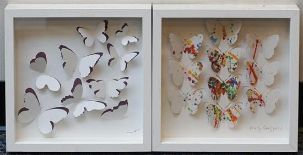 TWO DECORATED BUTTERFLY CUT-OUTS IN
