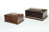 TWO DECORATED JEWEL CASKETS.