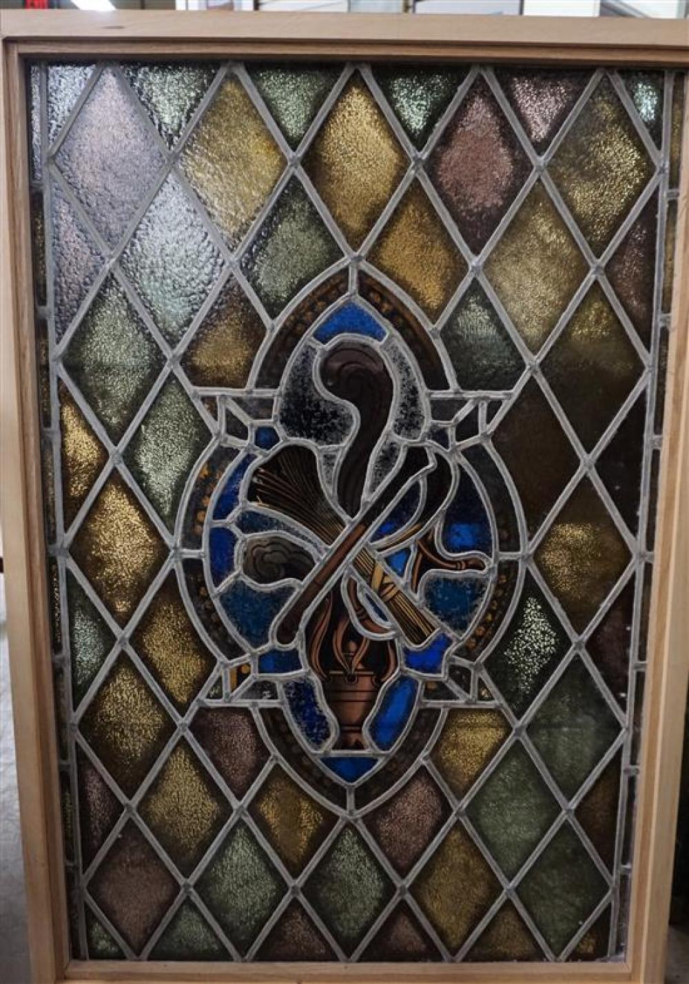 TWO DECORATED LEADED GLASS