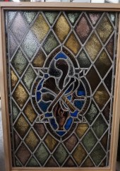 TWO DECORATED LEADED GLASS PAN