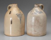 Two decorated stoneware jugs: