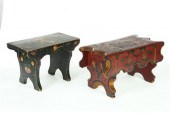 TWO DECORATED STOOLS.  Ninetee