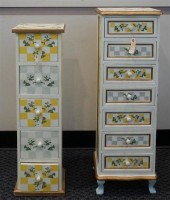 TWO DECORATED WOOD SMALL CHEST