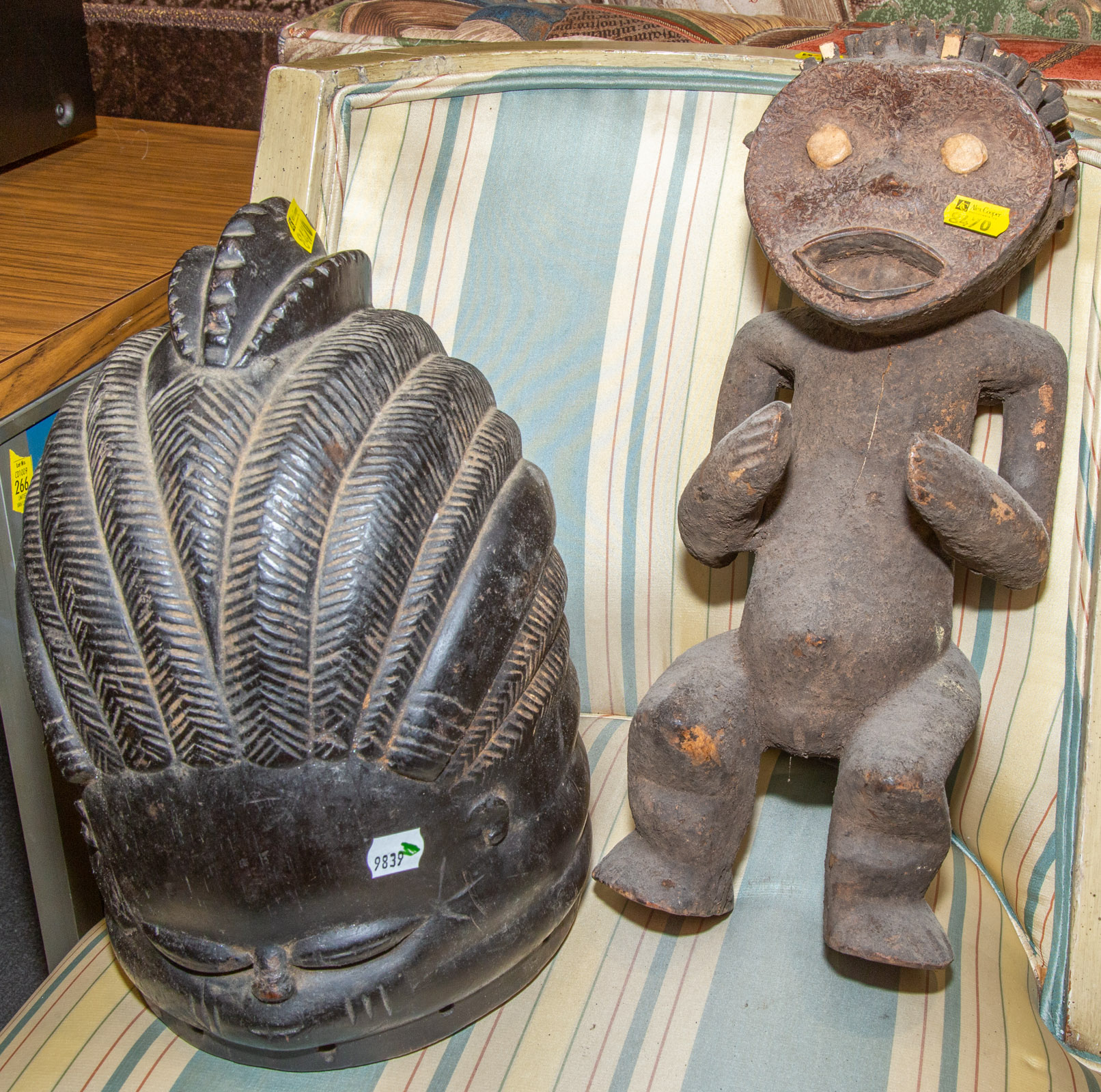 TWO DECORATIVE AFRICAN WOOD