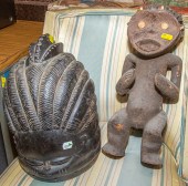 TWO DECORATIVE AFRICAN WOOD CA