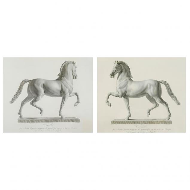 TWO DECORATIVE EQUESTRIAN STATUE
