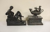 TWO DECORATIVE FIGURAL BRONZE