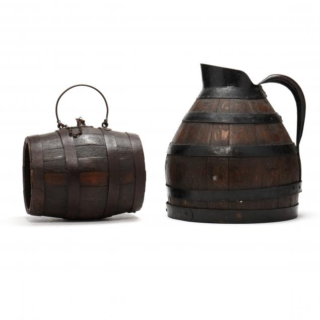 TWO DECORATIVE OAK BARREL WINE