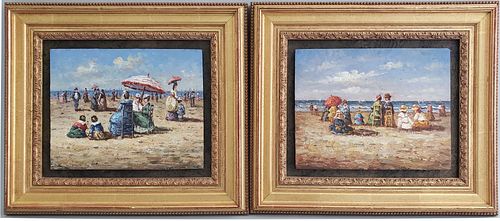 TWO DECORATIVE OIL ON BOARD