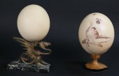 TWO DECORATIVE OSTRICH EGGSTwo