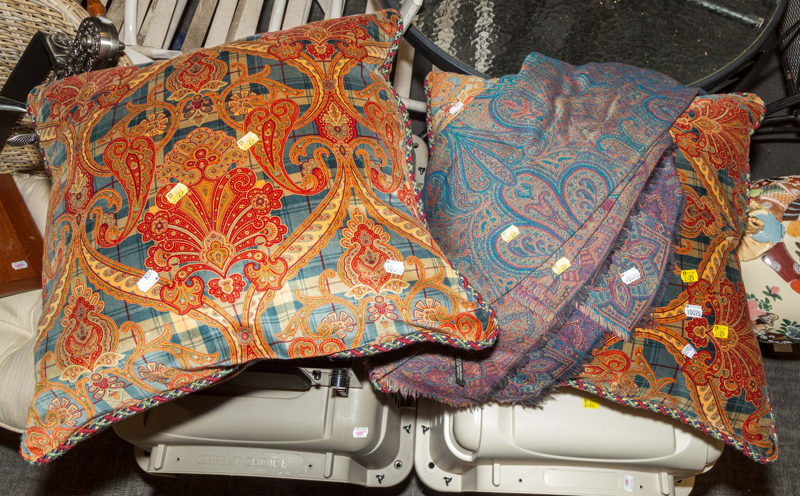 TWO DECORATIVE PILLOWS & A