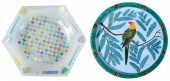 TWO DECORATIVE PLATES, MOSAIC