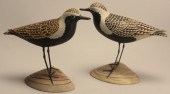 TWO DECORATIVE PLOVER CARVINGS