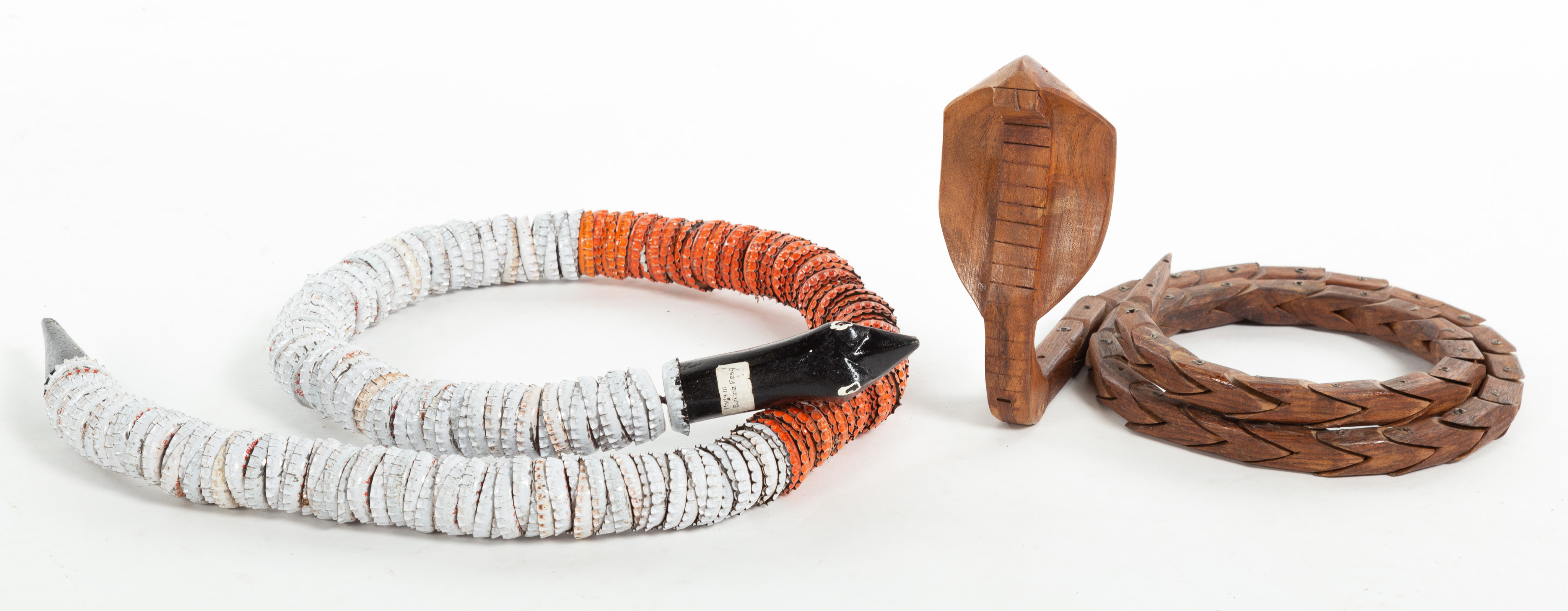 TWO DECORATIVE SNAKES One wooden