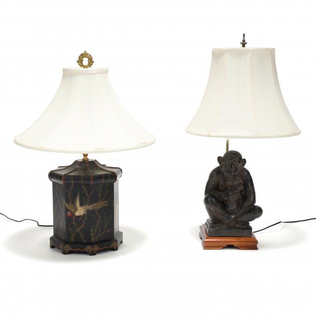TWO DECORATIVE TABLE LAMPS Late