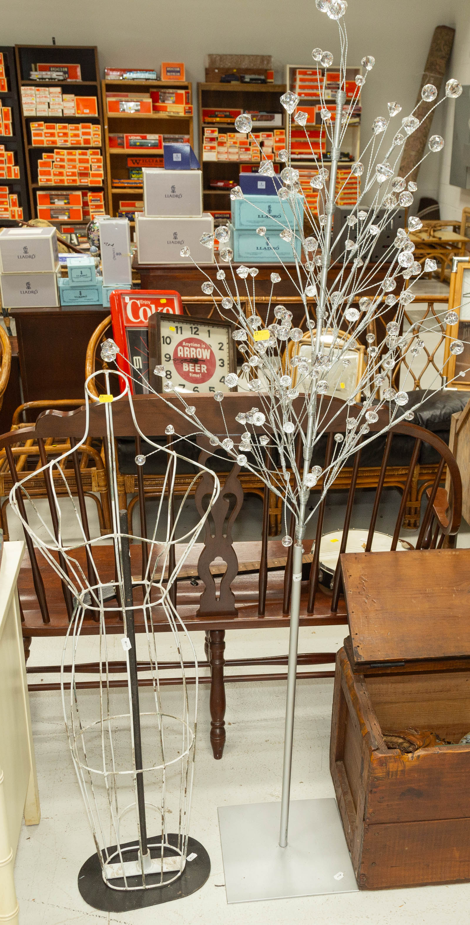 TWO DECORATIVE WIREWORK ITEMS