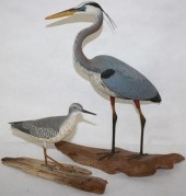TWO DECORATIVE WOODEN BIRD CAR