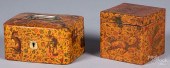 TWO DECOUPAGE BOXES, CA. 1900T