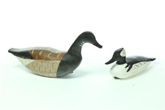 TWO DECOYS.  Carved by Fred Faith