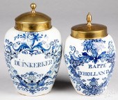 TWO DELFT APOTHECARY JARS, 18T