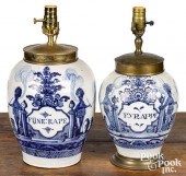 TWO DELFT BLUE AND WHITE TOBAC