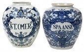 TWO DELFT BLUE AND WHITE TOBAC