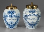 Two Delft blue and white tobac