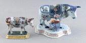 TWO DELFT COW FIGURES 19TH CEN