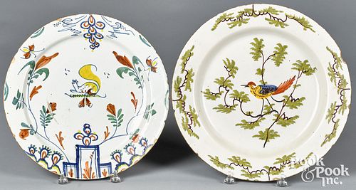 TWO DELFT POLYCHROME CHARGERS,