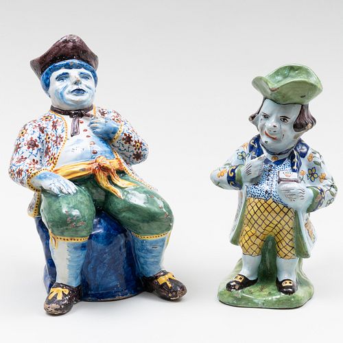 TWO DELFT POLYCHROME SNUFF TAKER