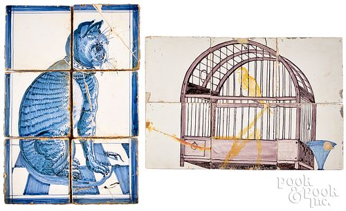 TWO DELFT SIX TILE PLAQUESTwo Delft