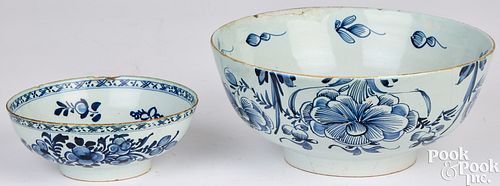 TWO DELFTWARE BOWLS 18TH C.Two